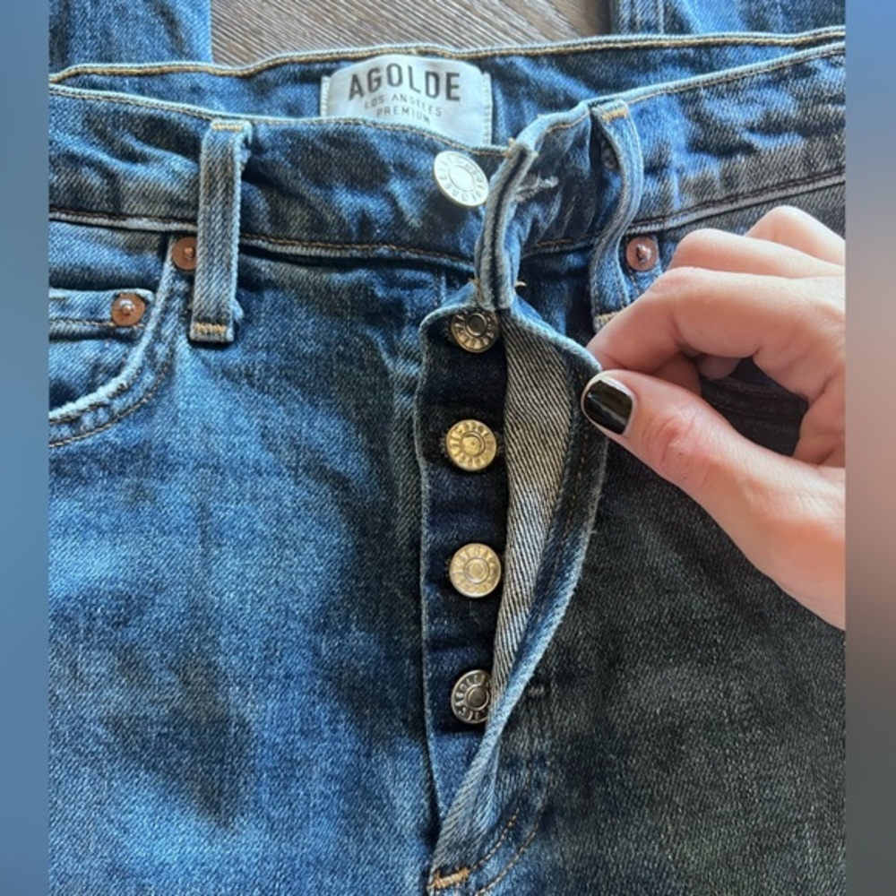 AGOLDE Nico High Rise Slim‎ Fit Button Fly in Subdued A093C-1046 Size 24 - Picture 5 of 12